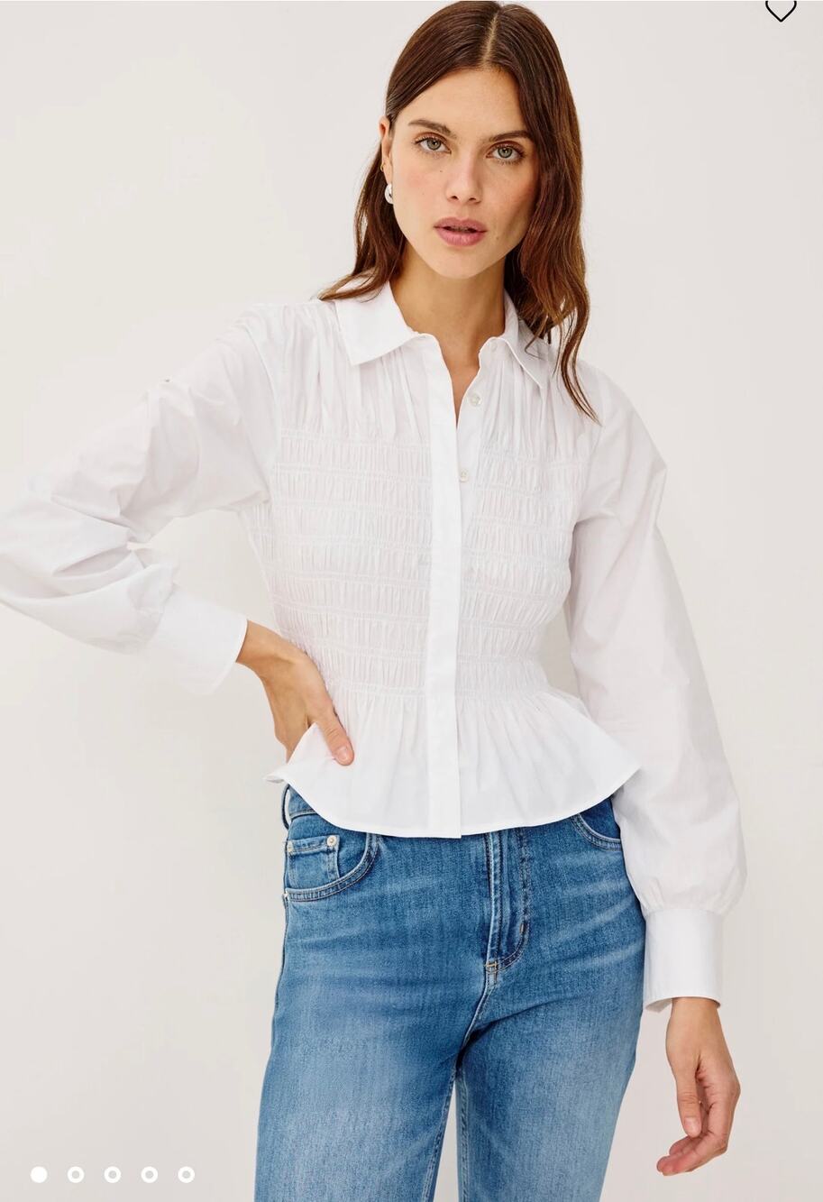Rails Bradshaw Smock Bodice Cotton Button-Up Top Blouse Casual Size Small NWT